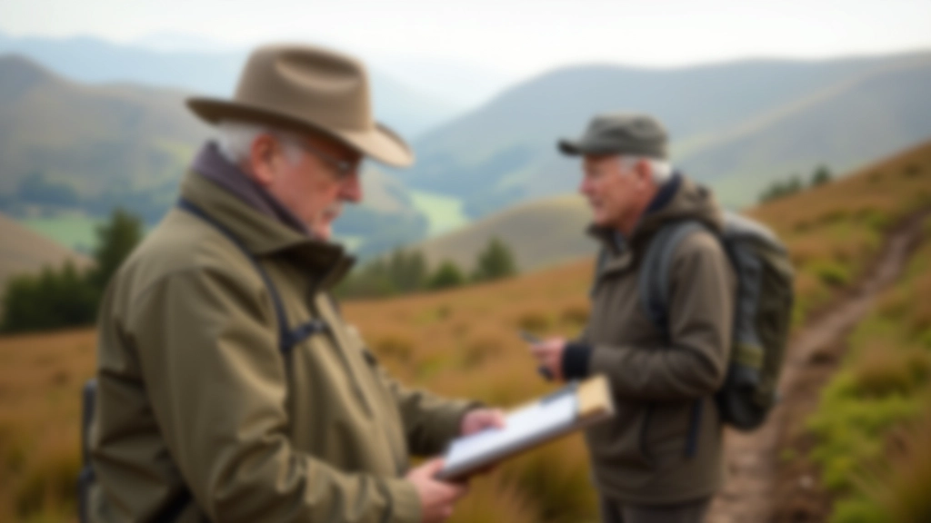 Seamus reviewing trail accessibility notes in outdoor setting